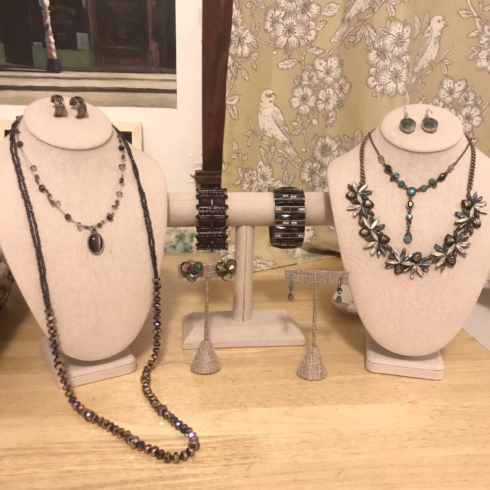 Aurora Borealis Marcasite Jewelry 9 piece Bundle Anthropologie, Nina Ricci